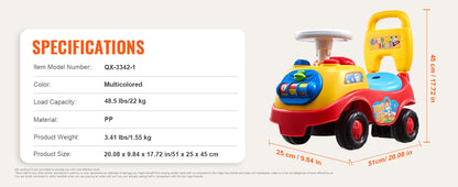 SucceBuy Toddler Ride On Push Car Sit to Stand Kids Ride On Toy Car W/ Music Steering Wheel   Seat Storage for Toddlers Ages 1-3